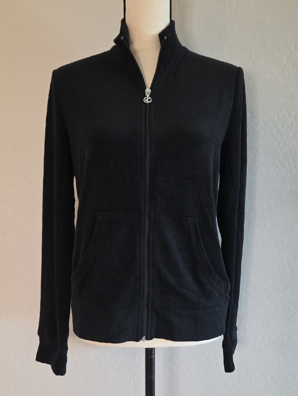 Juicy Couture Black Zip-Up Lightweight Hoodie Size Large NWT